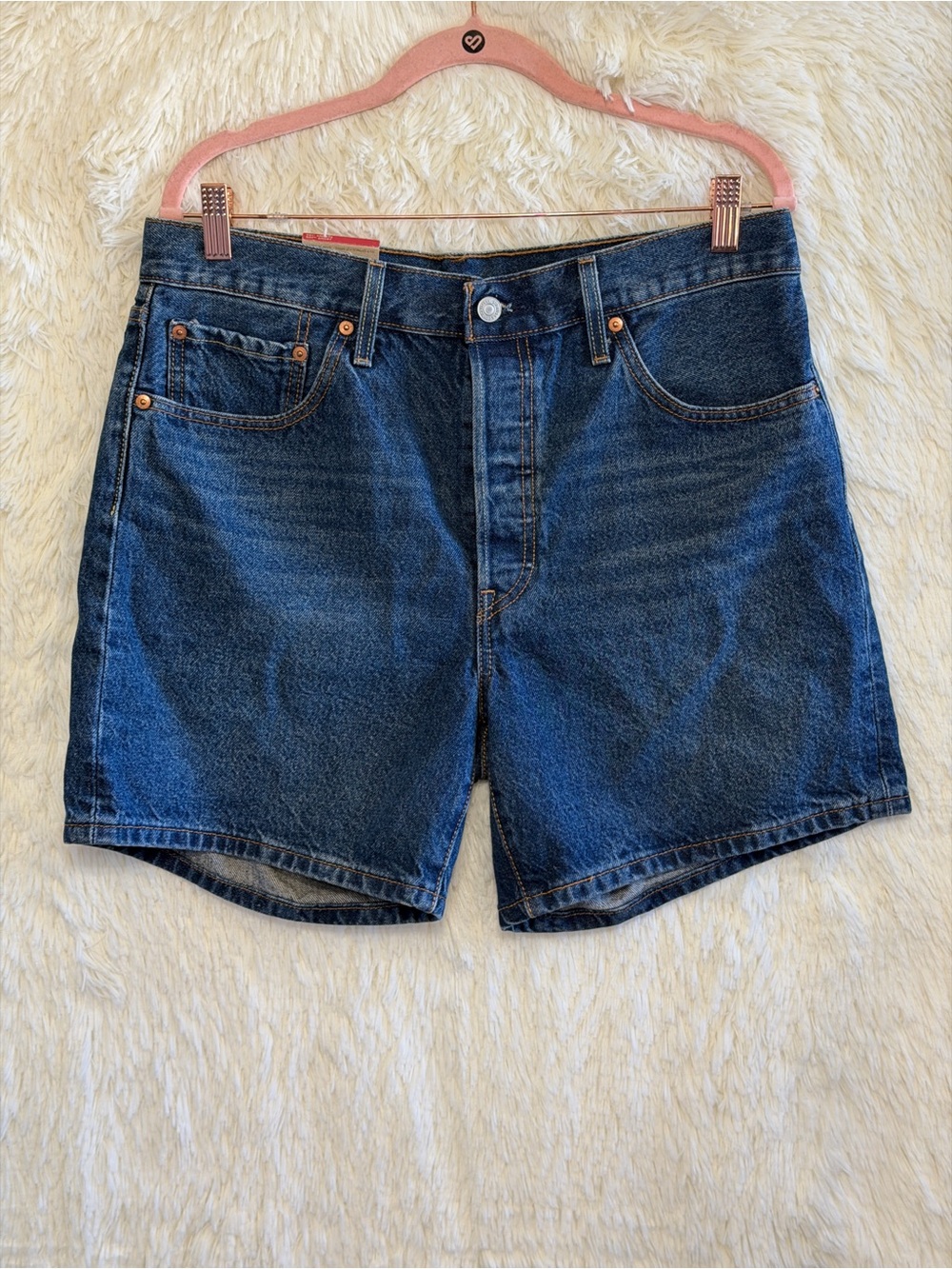 Levi's Womens 501 Hi Rise Button Fly Jean Shorts 32 Medium Blue Indie Sleaze NWT